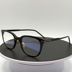 Tom Ford FT5756-B Womens Blue Light Blocking Glasses Black Frame Gold Accents 52